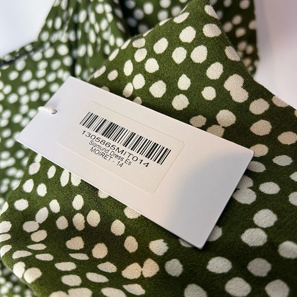 Reformation Sigmund Dress Moiret Polka‎ Dot Midi Slit  Size 14 - Picture 5 of 13